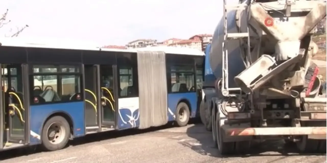 Ankara’da beton mikseriyle belediye otobüsü çarpıştı