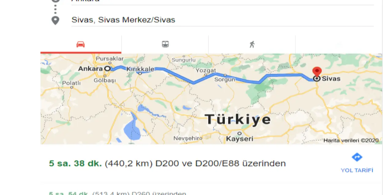 Ankara Sivas arası kaç km? Kaç saat de gidilir?