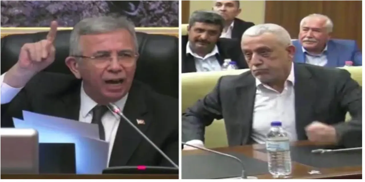 Mansur Yavaş’ın konuşma yaptığı esnada Ali İhsan Ölmez sıraları yumrukladı